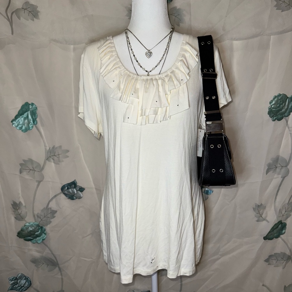 Rhinestoned Womens blouse minidress White cream #peplum #officesiren #goth